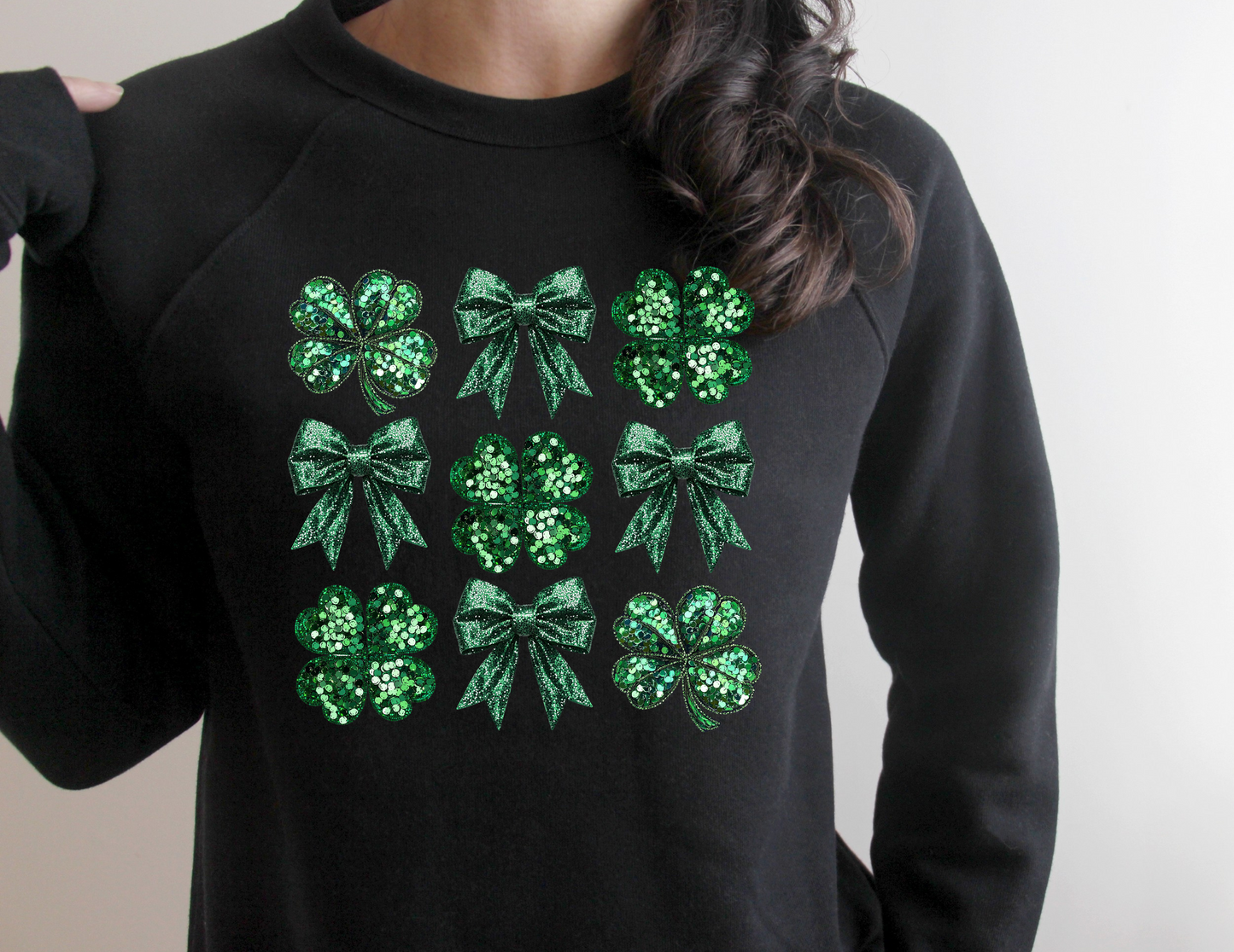 Faux Sequin Clovers & Bows