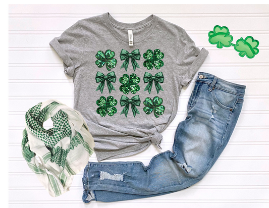 Faux Sequin Clovers & Bows